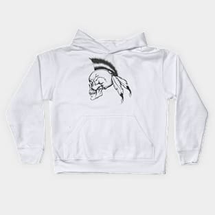 Skull with Iroquois Hairstyle Engraving Illustration Kids Hoodie